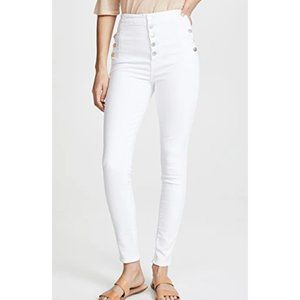 J Brand Natasha Sky High Button-fly Coated Skinny Jeans In White | NWT!